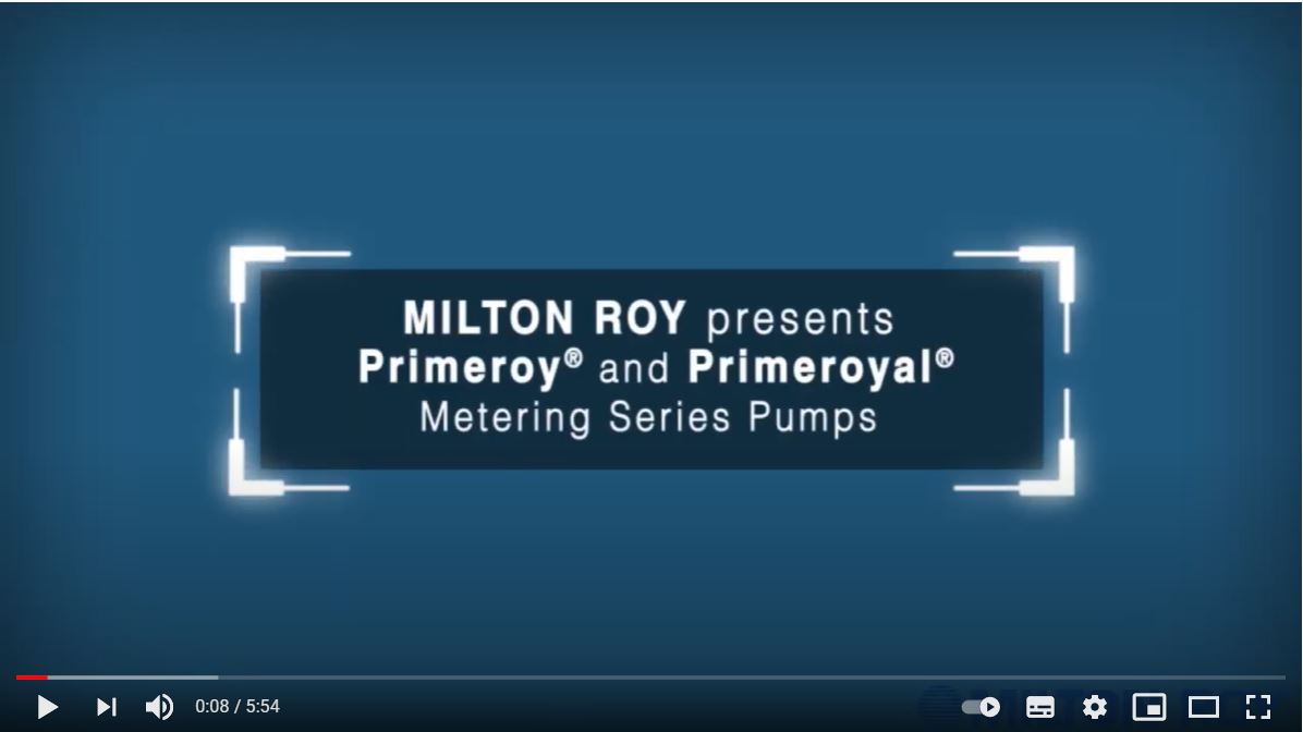 vidéo pompe doseuse à membranes Primeroyal et Primeroy Milton Roy
